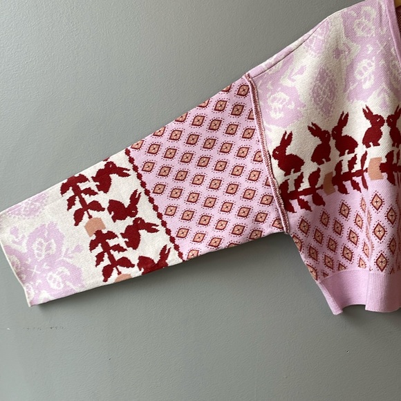 Free People Snow Bunny Crop Sweater Pajama Lounge Set Candy Combo Pink NWT - Picture 6 of 11